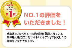 NO.1の評価をいただきました！